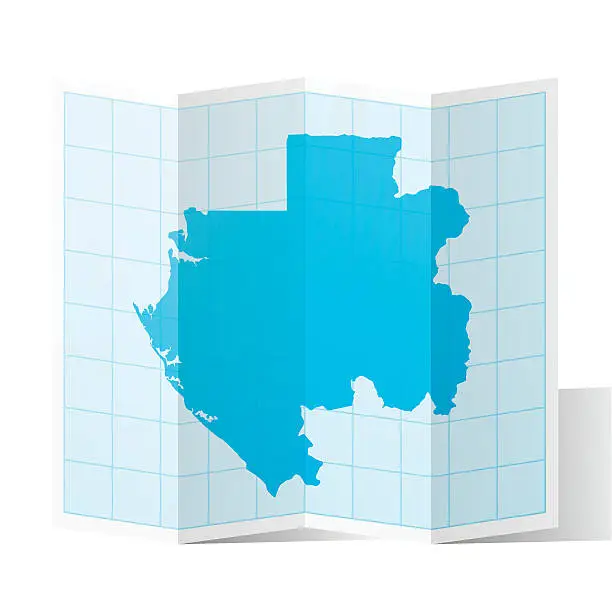 Vector illustration of Gabon Map folded, isolated on white Background
