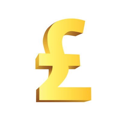 This is a golden currency symbol of pound