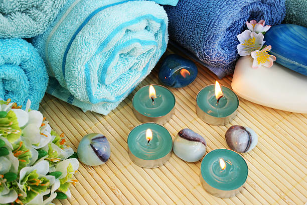 istock Towels, soaps, flowers, candles 503802847