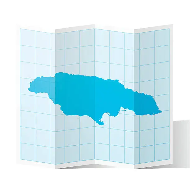 Vector illustration of Jamaica Map folded, isolated on white Background