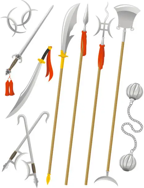 Vector illustration of Chinese Traditional Weapons Martial Arts