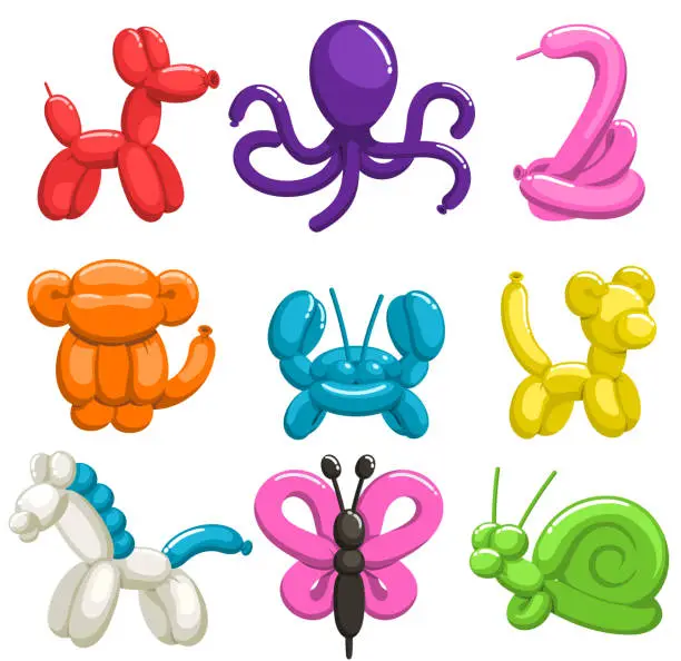 Vector illustration of Balloon Animal Set