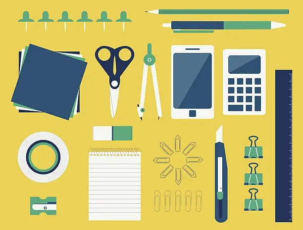 Vector illustration of Office supplies (flat design)