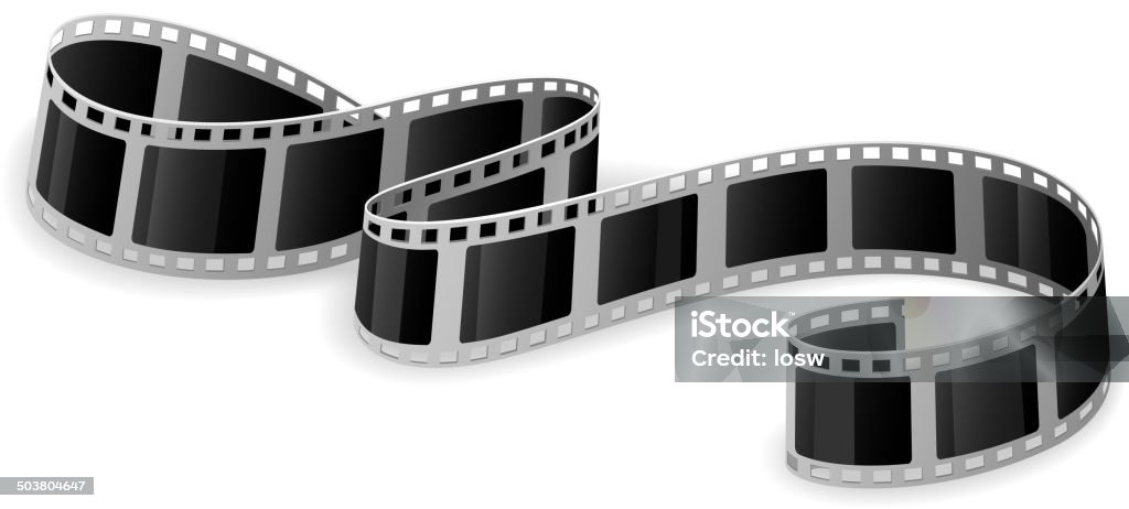 Film Twisted cinema film isolated on white background, illustration. Film Reel stock vector