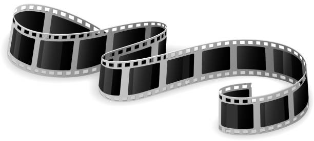 Film Twisted cinema film isolated on white background, illustration. rolled up photos stock illustrations