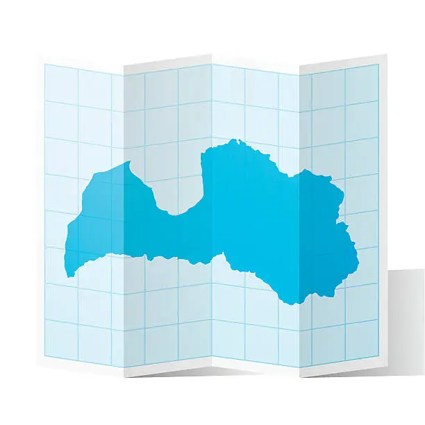 Vector illustration of Latvia Map folded, isolated on white Background