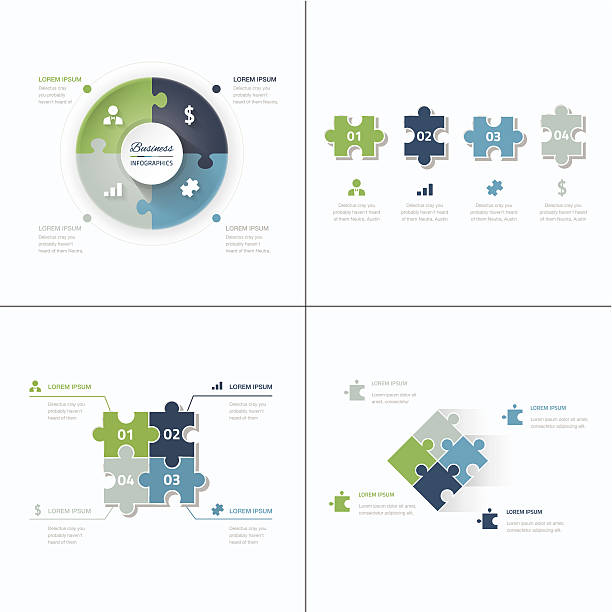 Set of puzzle pieces jigsaw business infographics concept vector vector art illustration