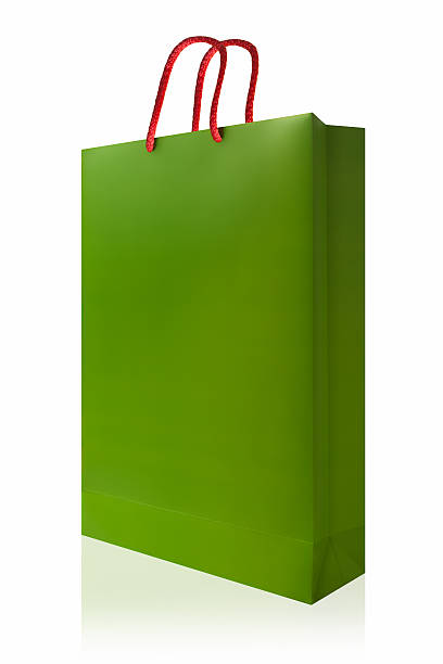 istock Green shopping bag, isolated with clipping path on white background. 503805691