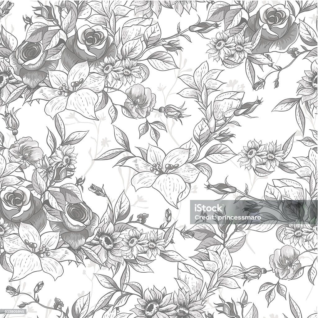 Seamless monochrome floral background with roses Seamless monochrome floral background with roses  Nature background Abstract stock vector