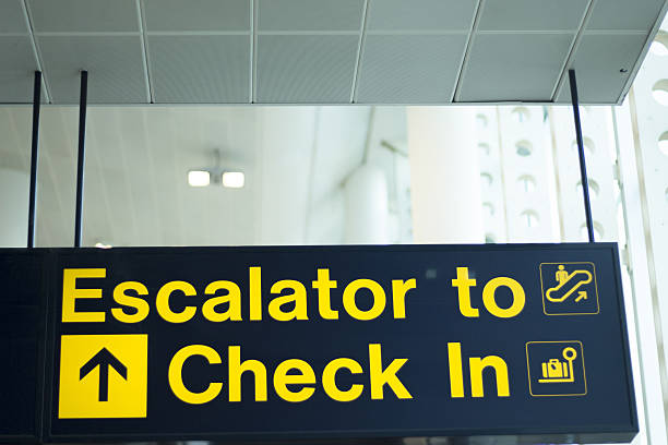 istock Airport information checkin sign light 503805928