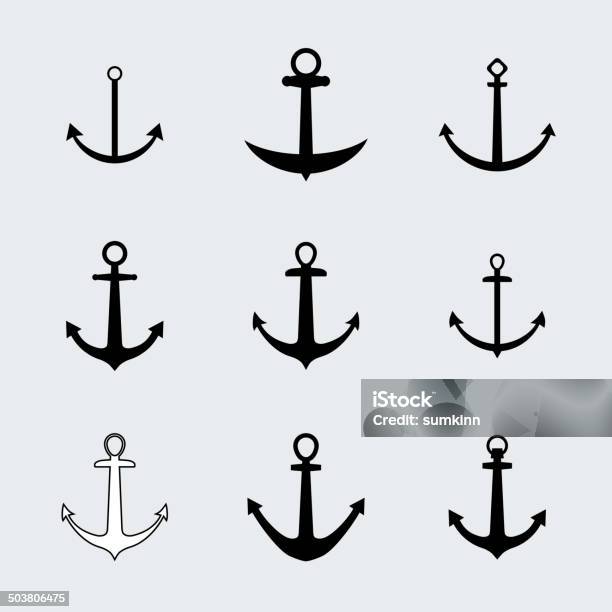 Anchors Icons Set Vektor Stock Vektor Art und mehr Bilder von Anker - Anker, United States Navy, Kontur