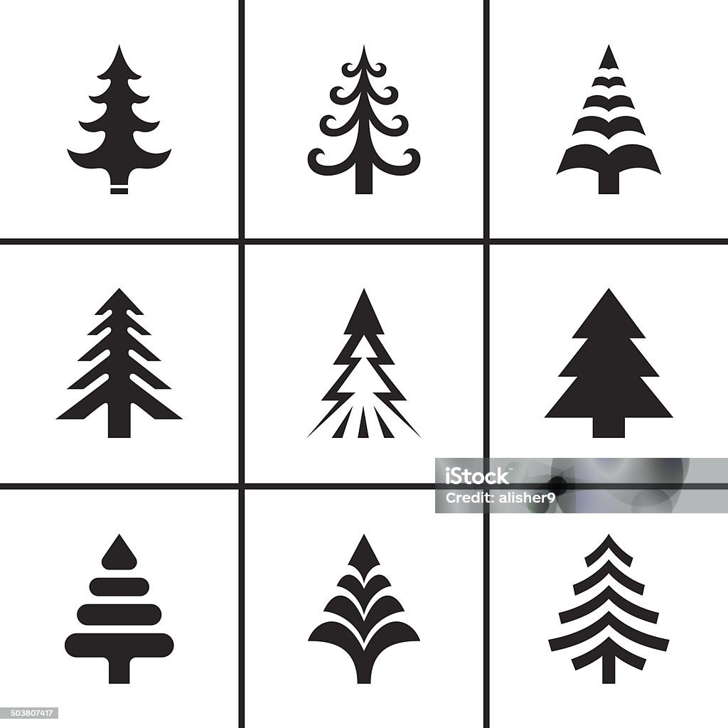 Tanne Baum icons set Weihnachten - Lizenzfrei Abstrakt Vektorgrafik
