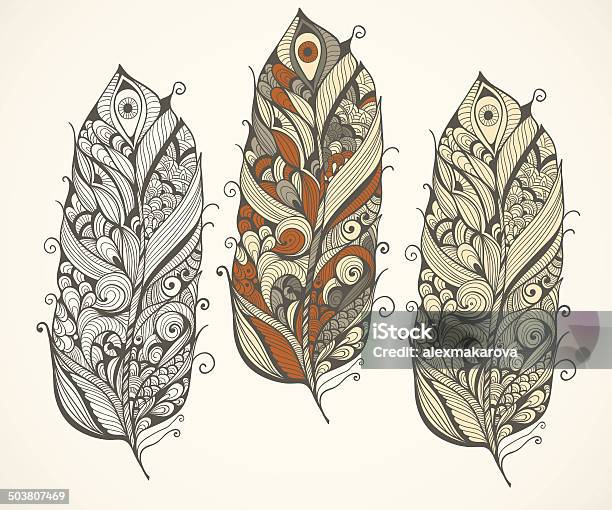 Vector Doodle Feathers Stock Illustration - Download Image Now - Abstract, American Culture, Backgrounds