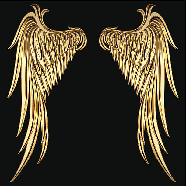 golden skrzydła - artificial wing obrazy stock illustrations