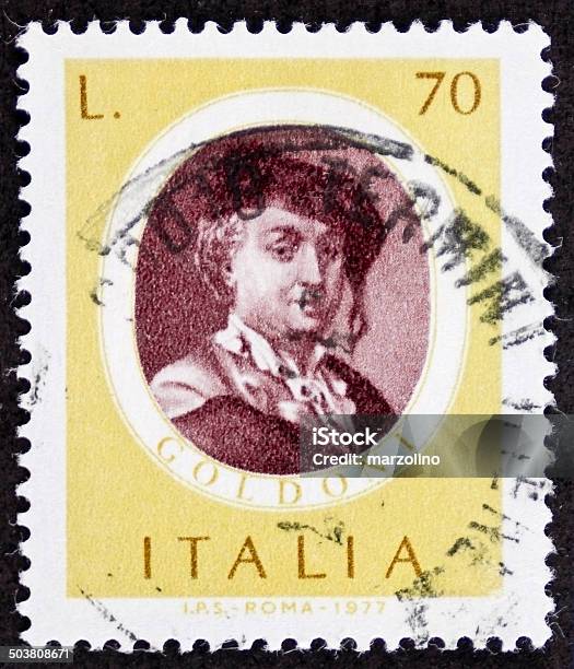 Goldoni Postage Stamp Stock Photo - Download Image Now - Adult, Adults Only, Art Product