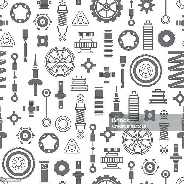 Auto Spare Parts Seamless Pattern Stock Illustration - Download Image Now - Auto Mechanic, Car, Pattern