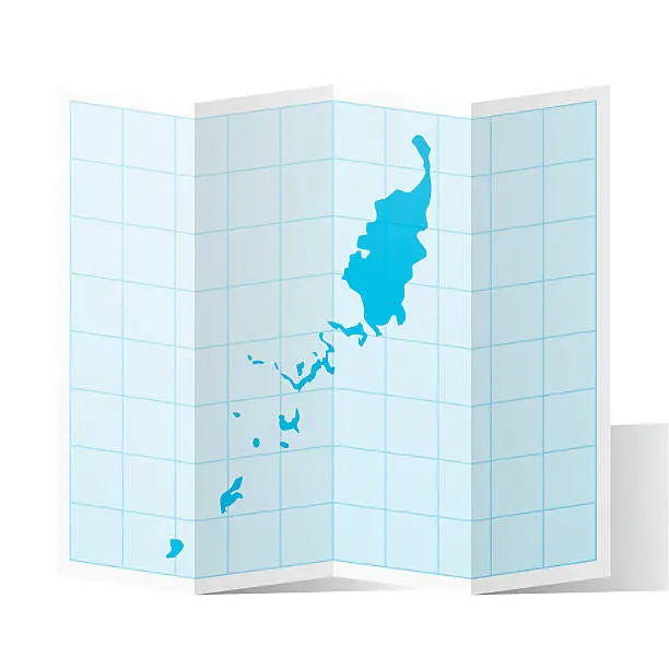 Vector illustration of Palau Map folded, isolated on white Background