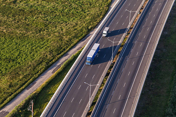 istock aerial view of  the highway 503810526