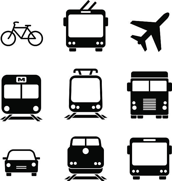 zestaw ikon transportu. elementy wektorowe - truck sign car transporter industry stock illustrations