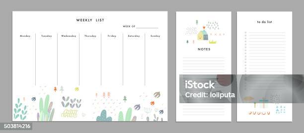 Weekly Planner Template Organizer And Schedule Stock Illustration - Download Image Now - Personal Organizer, Week, Calendar