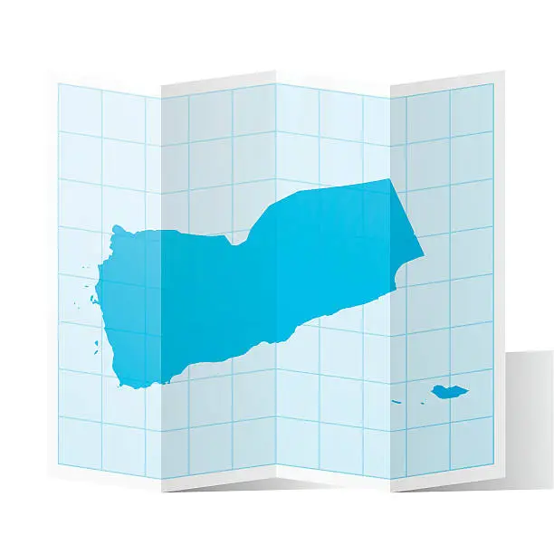 Vector illustration of Yemen Map folded, isolated on white Background