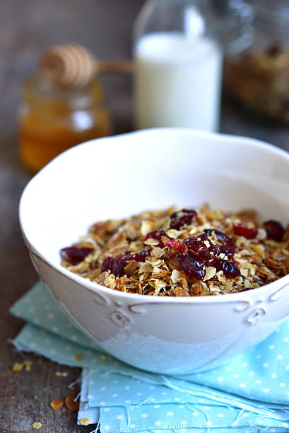 istock Homemade granola in a white bowl for a breakfast. 503815336
