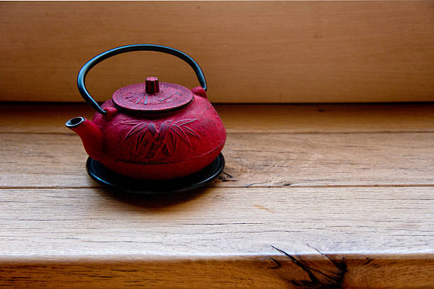 istock Cast Iron Teapot (chagama), Meringues,  Red, Black, Grey (tetsubin) Kettle 503815884
