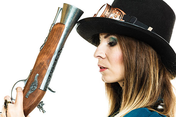 istock Steampunk girl with gun 503816522