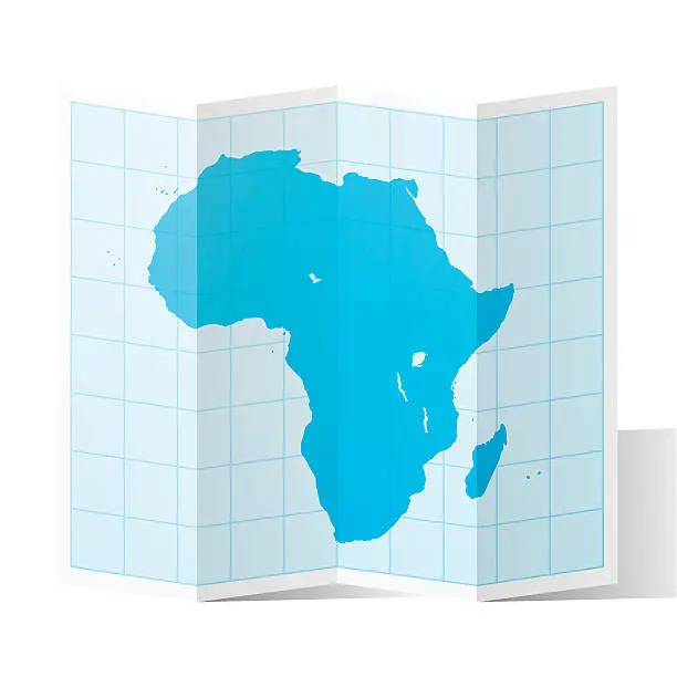 Vector illustration of Africa Map folded, isolated on white Background