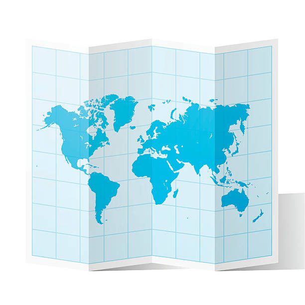 ilustraciones, imágenes clip art, dibujos animados e iconos de stock de mapa mundial doblar, aislado sobre fondo blanco - posing earth planet map