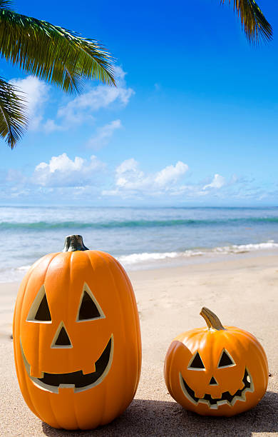 istock Halloween pumpkins on the beach 503832595
