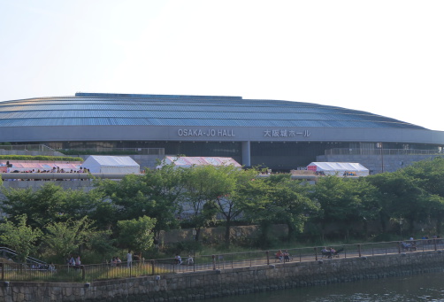 Osaka, Japan - 19 June, 2014: People wait for a local concert at Osakajo Hall, multi-purposed arena in Osaka Japan.