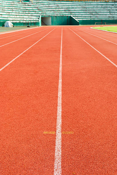 istock Athletic running track in stadium 503833787