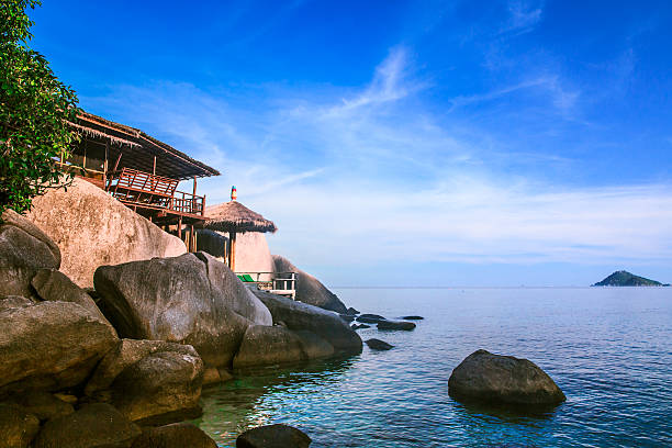 istock Bamboo hut over crystal clear sea 503833989