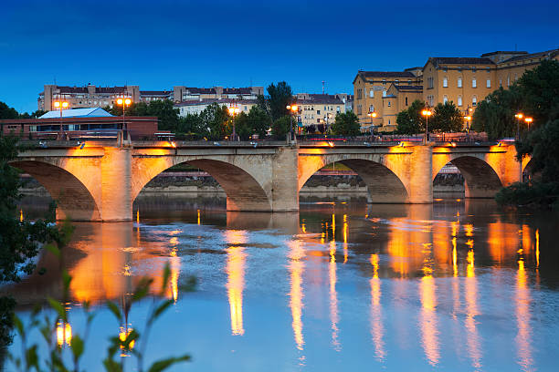 istock bridge over Ebro  in evening. Logrono 503834159
