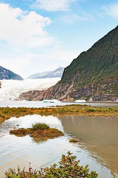 Photo of Mendenhall Glacier with reflections in Juneau Alaska