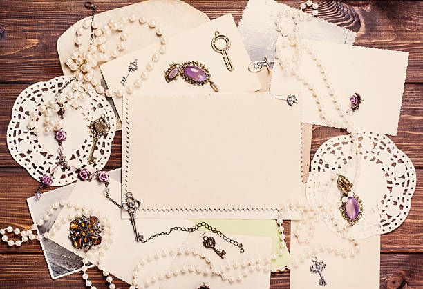istock old paper sheets surrounded by retro women's accessories 503835883