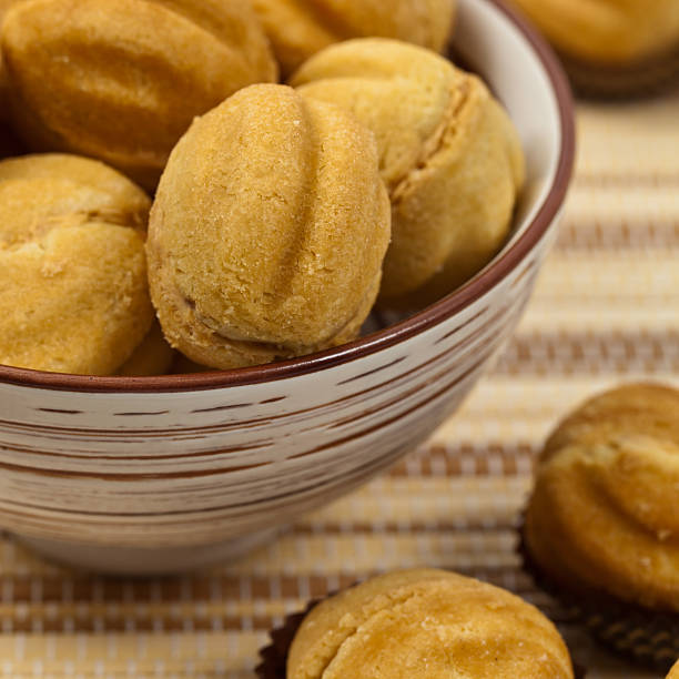 istock Walnut shaped cookies with caramel and walnuts - Russian Oreshki 503836050