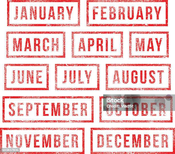 Months Of The Year Rubber Stamps Stock Illustration - Download Image Now -  Month, Rubber Stamp, February - iStock