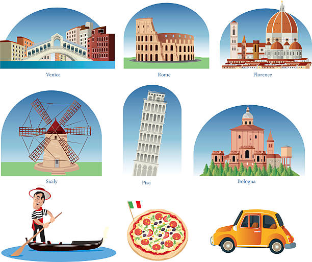 ilustrações de stock, clip art, desenhos animados e ícones de itália símbolos de - ponte vecchio