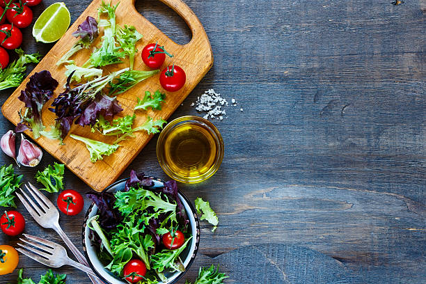 istock Healthy salad on cutting board 503840380