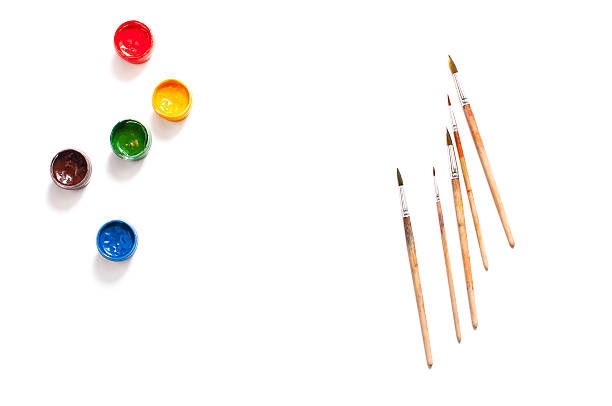 istock paint and brush on the paper on a white background 503840430