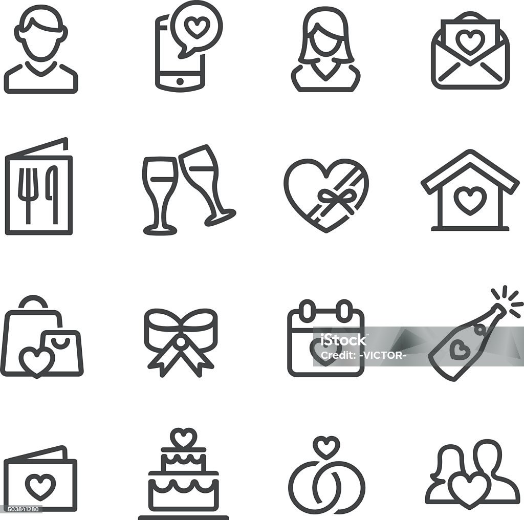 Date and Wedding Icons - Line Series View All: Icon Symbol stock vector