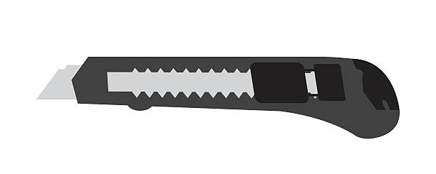 ilustrações de stock, clip art, desenhos animados e ícones de ilustração vetorial de sillouette x-acto faca isolado a branco - knife table knife kitchen knife penknife