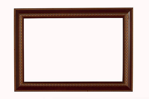 istock Gold and wood frame on white background 503843762