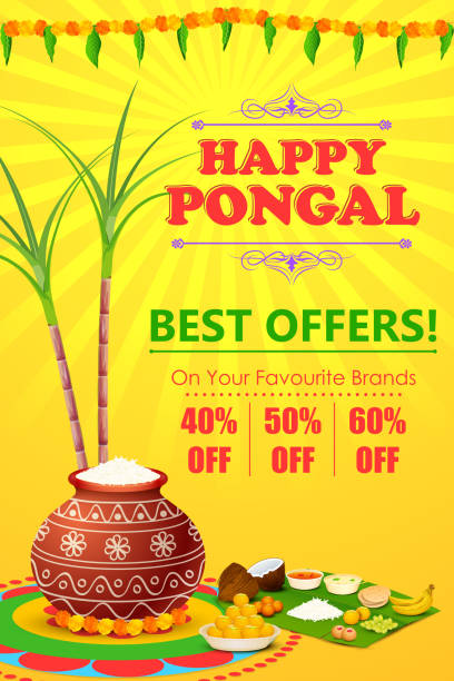 Happy Pongal celebration shopping offer vector illustration of Happy Pongal celebration shopping offer happy pongal pics stock illustrations