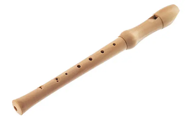 Photo of Wooden soprano flute isolated on a white background