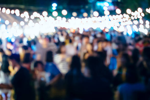 Concert Festival Event outdoor Party with Blurred People Background