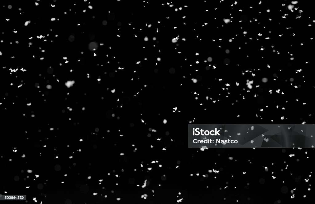 Snow isolated on black background Falling snow isolated on black background Black Background Stock Photo