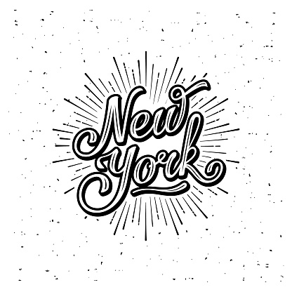 New York Typography with starburst. Print for t-shirt or poster. Vector illustration.
